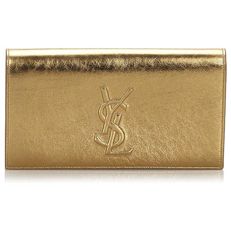 ysl belle du jour gold|SAINT LAURENT Leather Belle de Jour Clutch Gold.